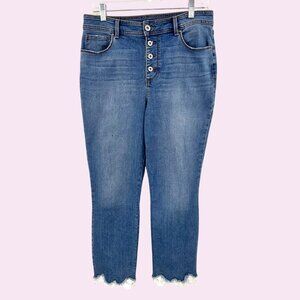 INC INTERNATIONAL CONCEPTS LACE BUTTON UP SKINNY LEG REG FIT BLUE DENIM JEANS